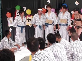 Japanese orgy with Yuka, Uta, and Nanami in cosplay outfits